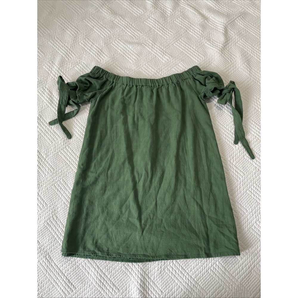 Lulus Women's Top XS Green Off The Shoulder Tie Sleeve Lined Cottagecore